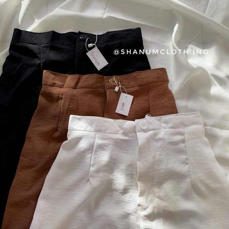 Kulot lurus highwast crinkle realpic