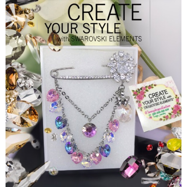 Brooch/peniti zirconia juntai Swarovski/bros baju