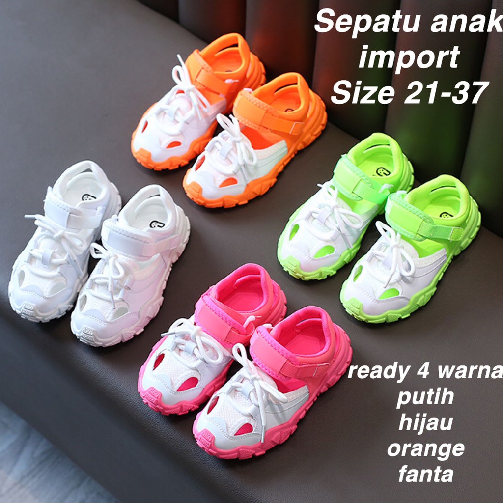 (LOLI-JKT) SP-STB HIJAU DAN PUTIH SEPATU IMPORT ANAK  UNISEX WARNA TERANG 21-37