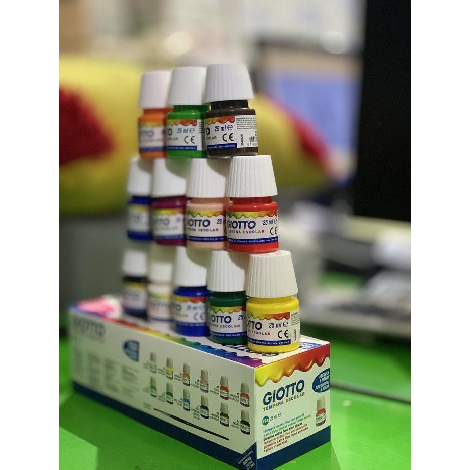 

GIOTTO TEMPERA ESCOLAR PAINT 25ML 12 WARNA WASHABLE NON TOXIC