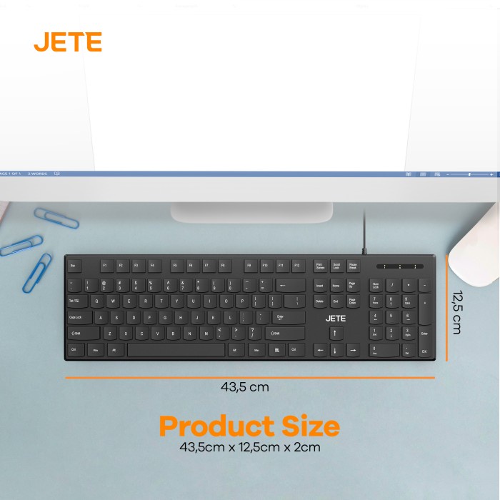 Keyboard USB Slim JETE KB2 Silent Key Original Garansi Resmi 2 Tahun