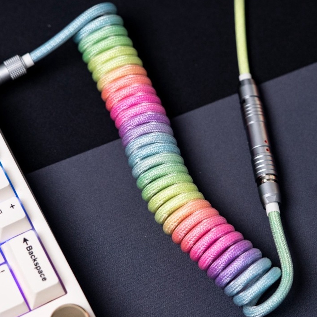 FBB Rainbow Coiled Cable USB to Type-C for Mechanical Gaming Keyboard