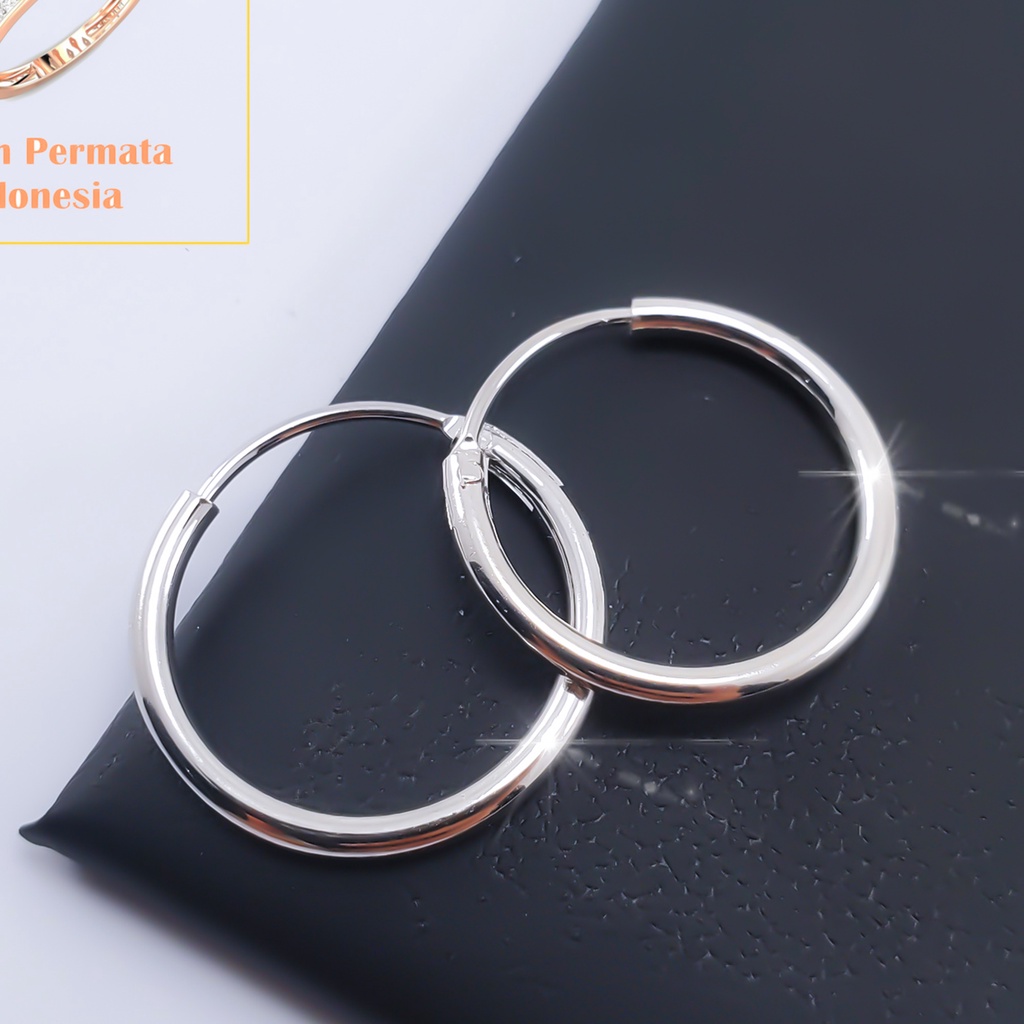 Anting Clip Lingkaran Polos Cantik Warna Silver Dan Gold