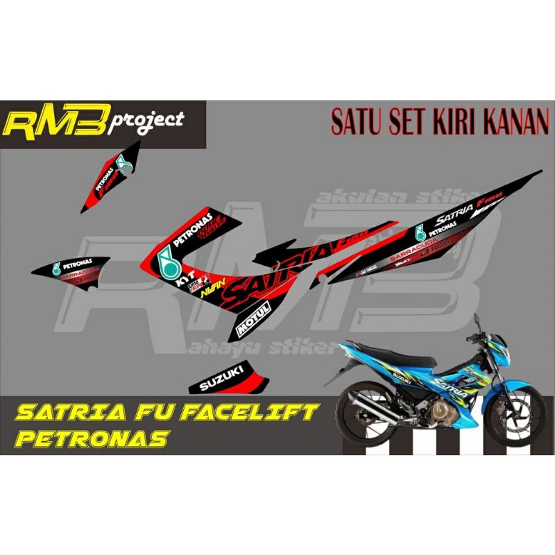 Stiker Striping Suzuki Satria Fu Facelift 2014 - 2015 Petronas (hitam) ms