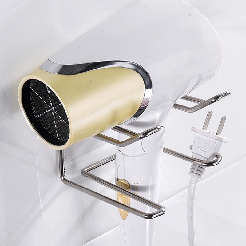 Rak Holder Hair Dryer Multifungsi Bahan Stainless Steel Tahan Air Untuk Kamar Mandi