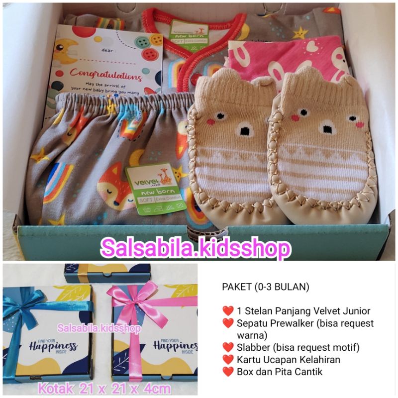 HAMPERS BAYI NEWBORN VELVET JUNIOR / KADO LAHIRAN BAYI MURAH-PAKET STELAN PJG C