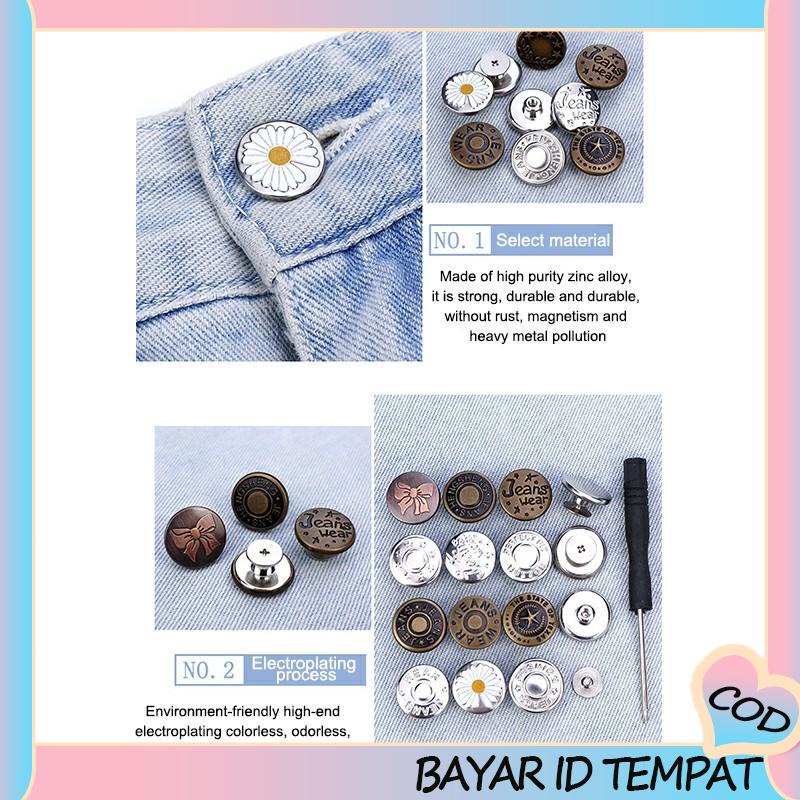 COD❤️ Jeans yang Dapat Dilepas Jenis Sekrup Penyesuaian Pinggang Tombol Logam Universal-A.one