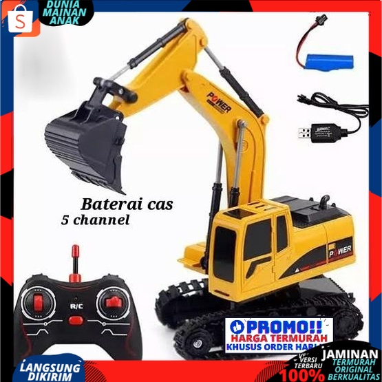 RC Truck Excavator Construction Mainan Mobil Beko Remote Control Baterai Cas Hadiah Ulang Tahun Anak