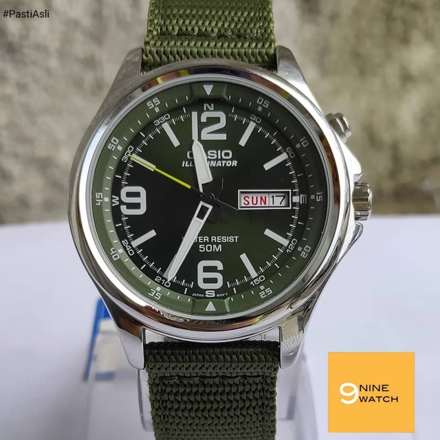 Jam Tangan Casio Pria MTP-E201 Strap Hijau