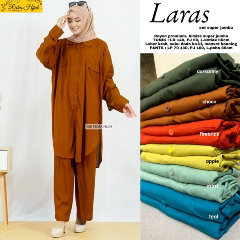 One set Super Jumbo / Setelan piyama Super jumbo Rayon Polos Laras set original Redea Hijab