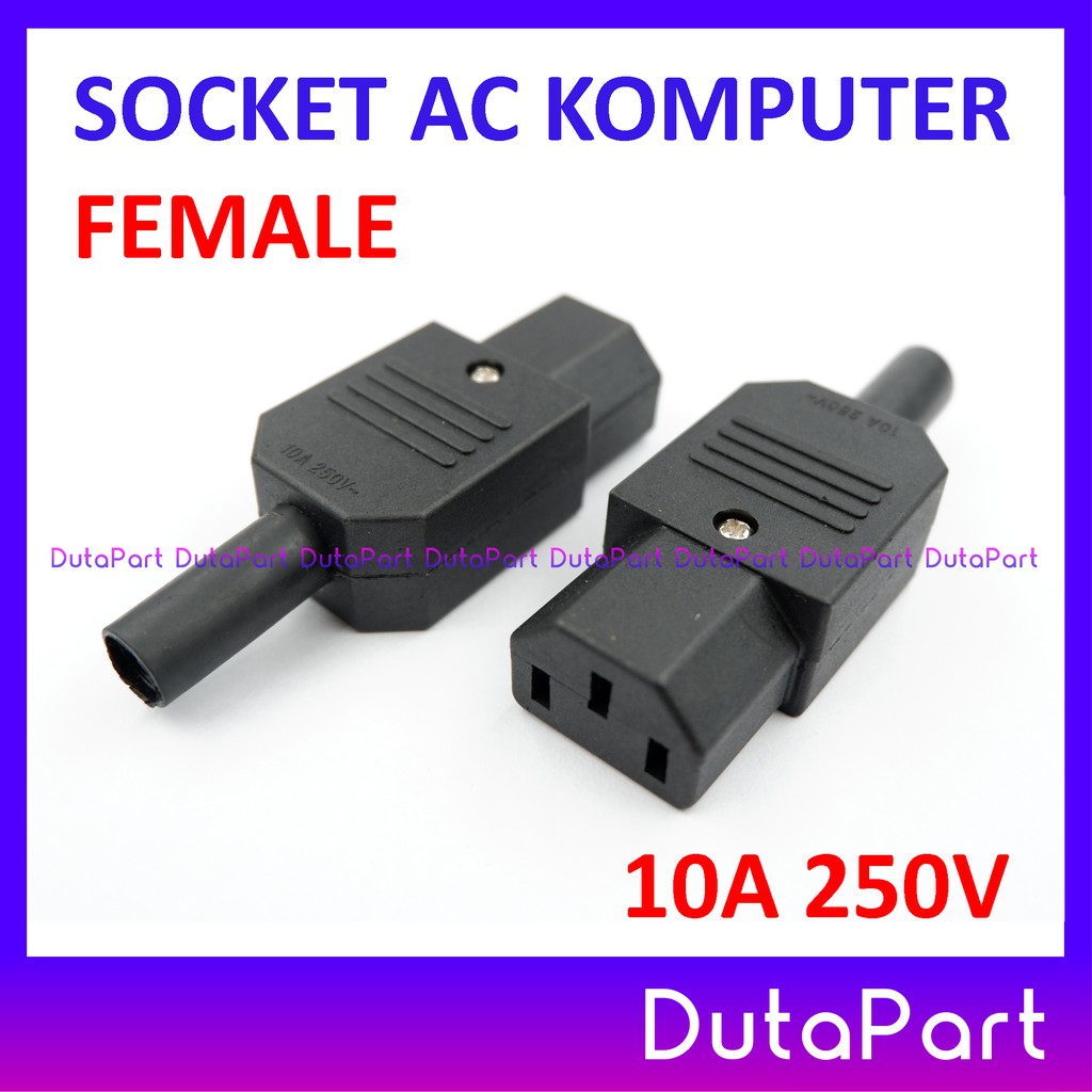 Socket AC FEMALE Komputer PC CPU Colokkan Jack Betina Power 10A 250V