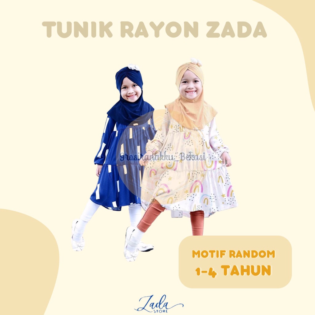 Tunik anak rayon Zada Mixx Motif size 1-4thn