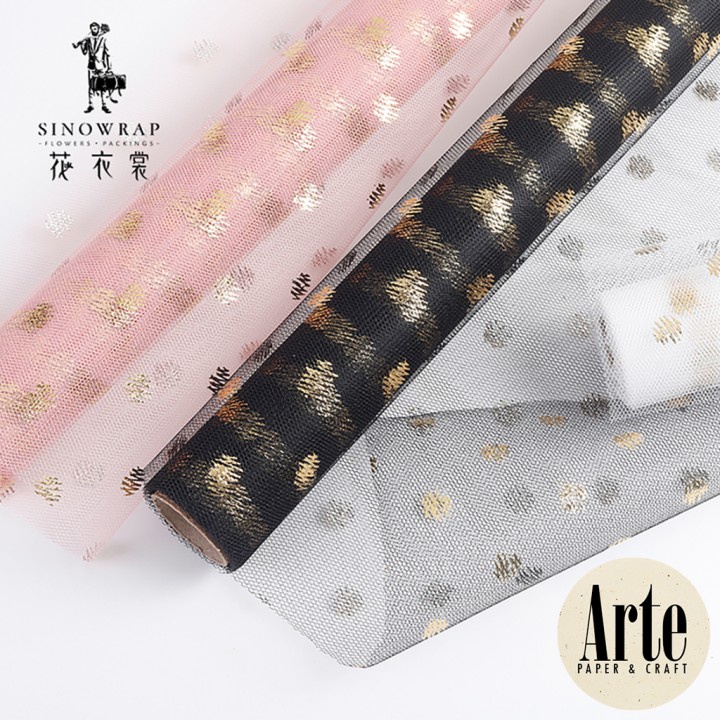 

iDk90 1 Roll Abstract Gold Buket Bunga Mesh Jaring Bouquet Wrapping Kain Roll P.HBS
