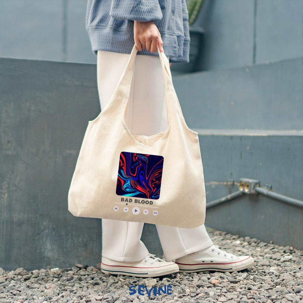 Sevine Tote Bag Kanvas Bonnie Tas Aesthetic Wanita Kuliah Fashion Music Laptop Sekolah Totebag Vintage Series - XJ