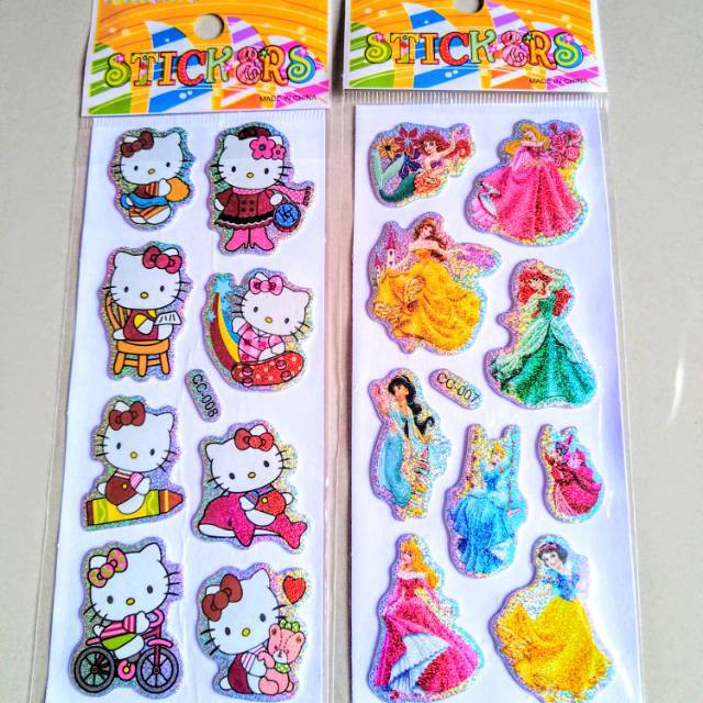 (ISI 1-3 PCS ) Stiker Timbul Mainan Karakter Kartun 3D Lucu Buat Hadiah Sticker Anak-Anak Import Foam Glitter