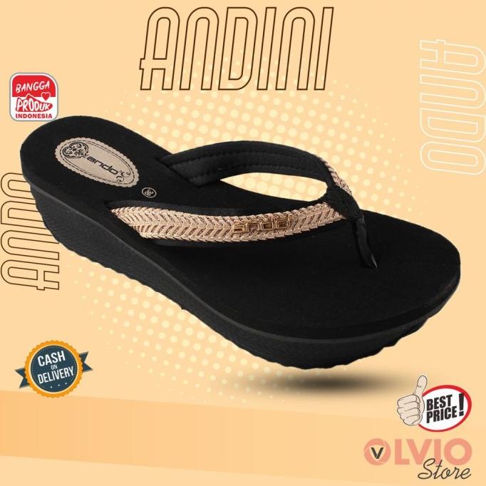 Ando ANDINI - Sandal Wedges Fashion Wanita Dewasa Ando Original TERPOPULER