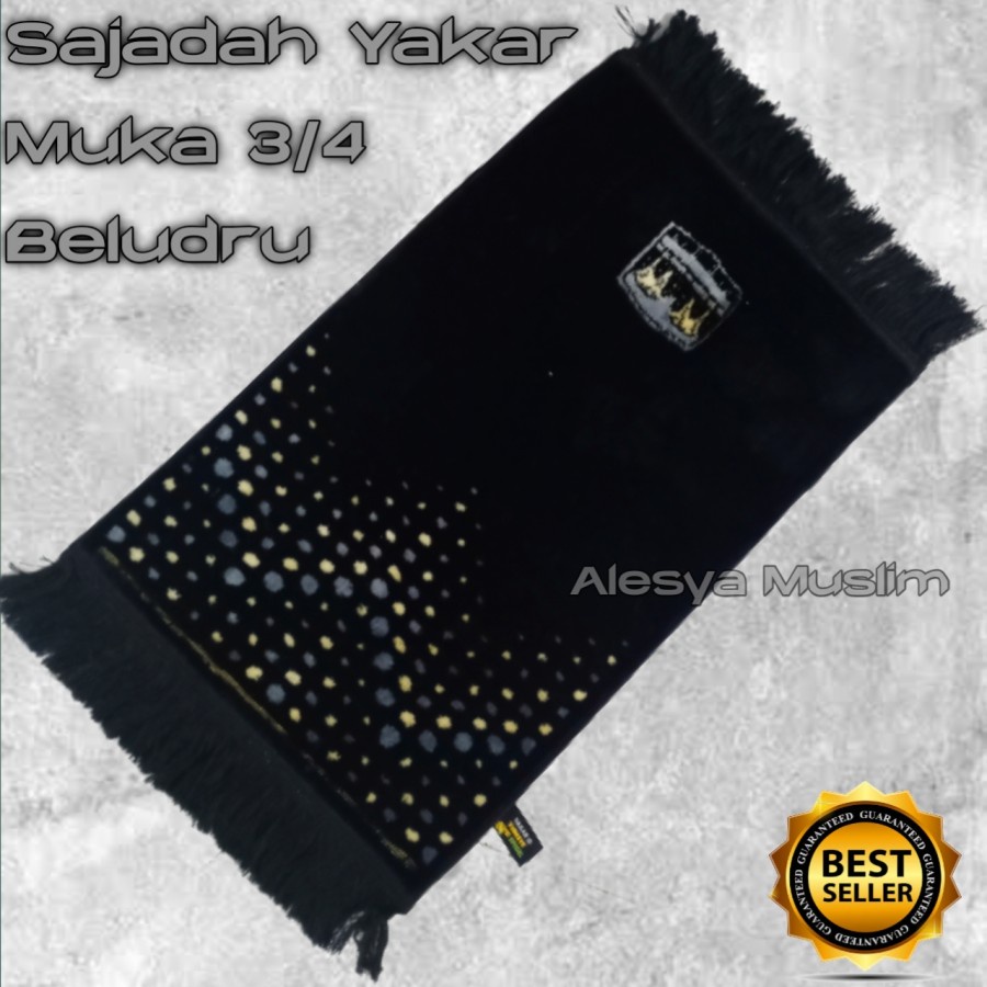 SAJADAH MUKA YAKAR HITAM 3/4 PLUS SABLON