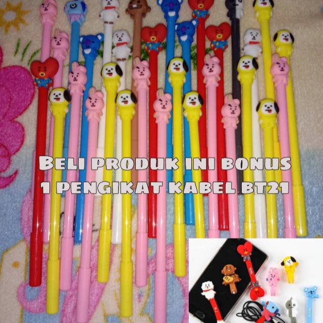 

(FREE PENGIKAT KABEL BT21)Pulpen karakter BT21/per 1 paket
