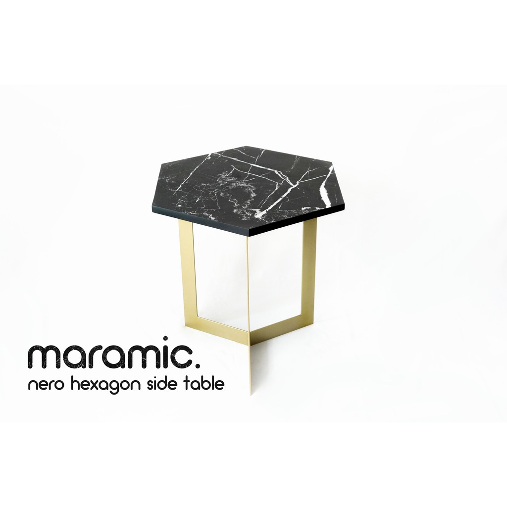 NERO HEXAGON SIDE TABLE | Meja Samping Hexagon Nero | 50x50