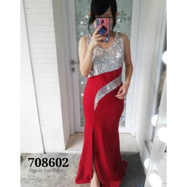 708602 Lux sequin dress pesta party dress panjang long dress pesta blink 8602