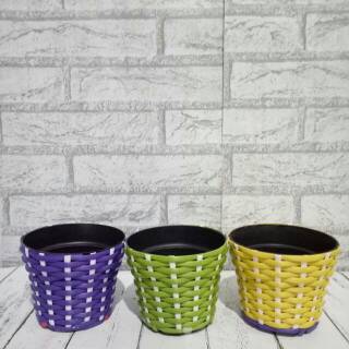 Vas anyaman rotan pot bunga anyaman 12 cm Shopee Indonesia