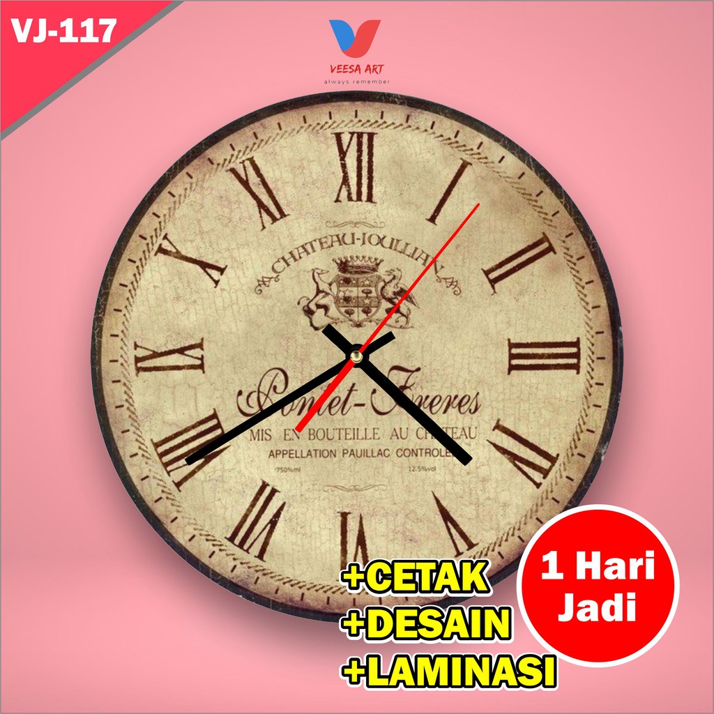 Jam dinding unik kayu murah gold emas vintage fintage klasik minimalis baru kecil keren