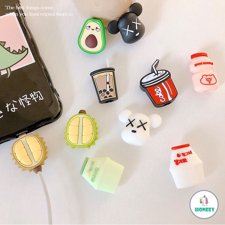 Cable Bite Funny Avocado Durian Fruit Kaws Cable Protector for iPhone Cord Wire Cable Winder Cable Accessory