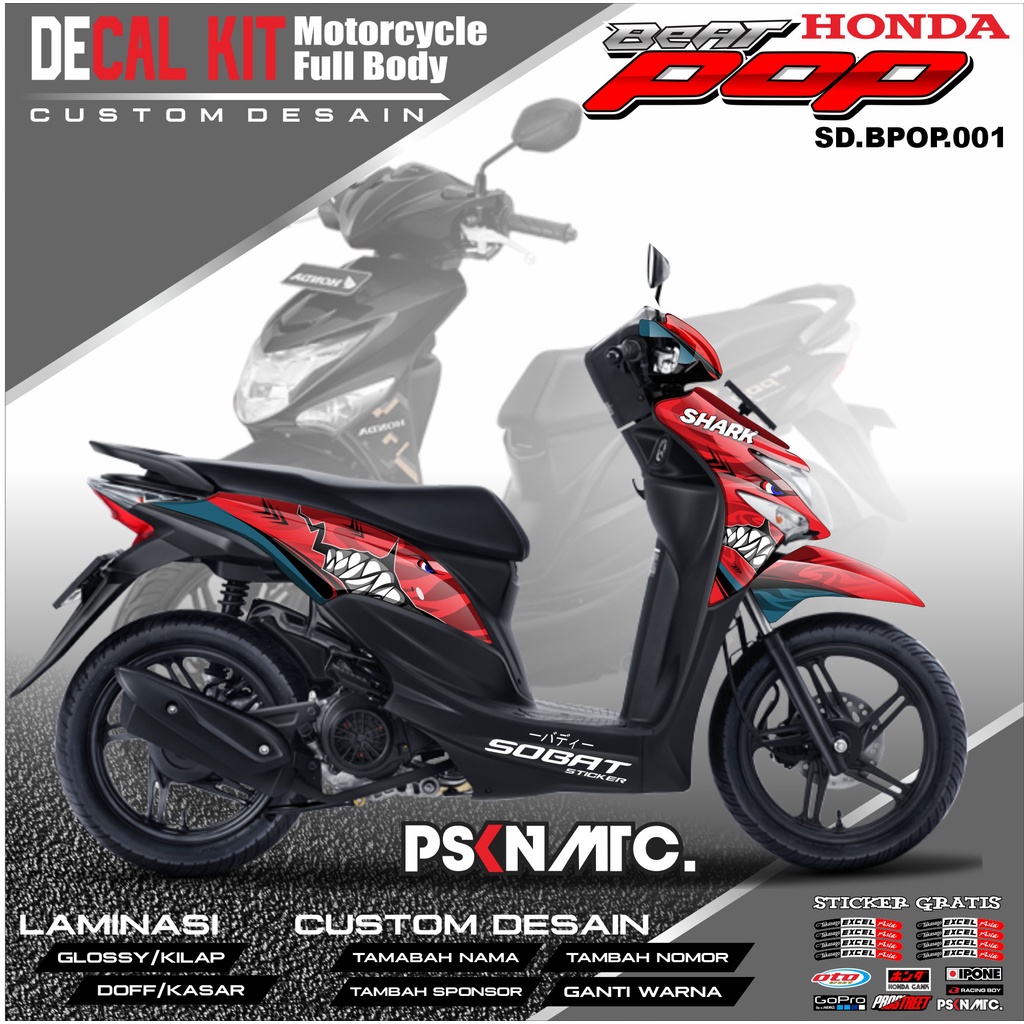 Decal BEAT POP - Dekal Stiker Striping Fullbody Fullblok List HONDA BEAT POP 2014-2016 Custom Desain