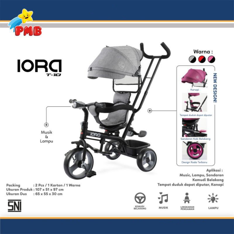 Sepeda Anak Roda 3 Tiga PMB Iora T-10, T-09, T-17, T-18 Sepeda Stroller