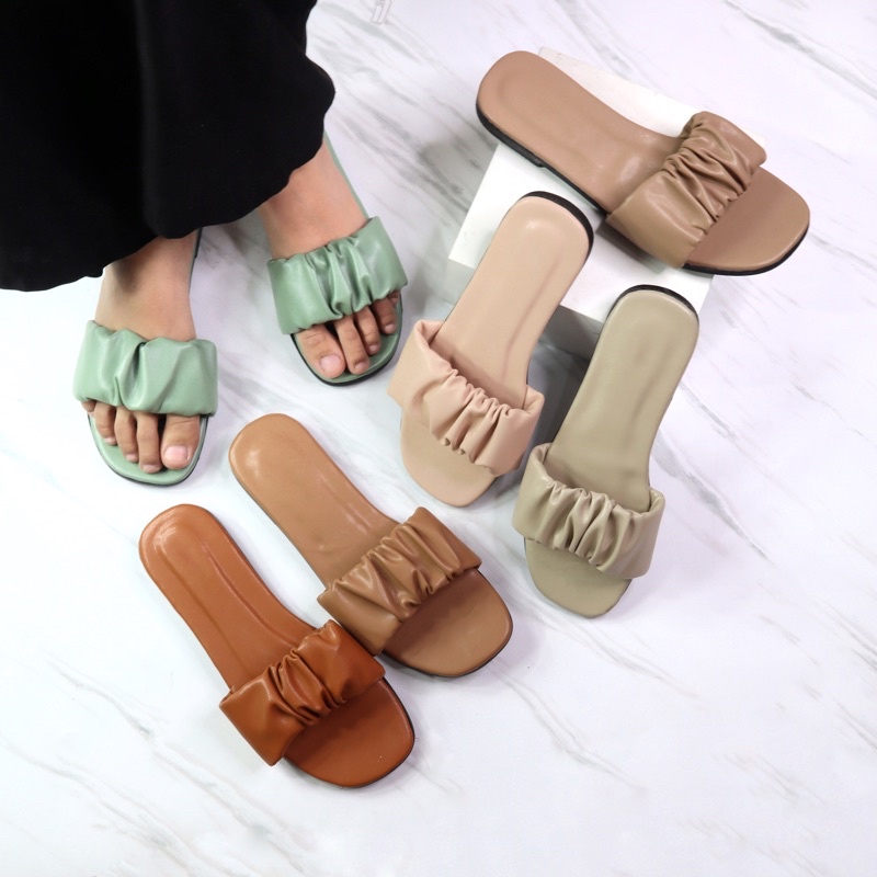 ( CHELIN l - AT1 ) SANDAL SINTETIS KERUT/SANDAL WANITA FLIP FLOP