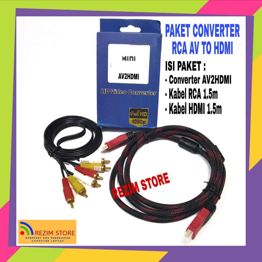 Paket converter AV RCA to HDMI converter Adapter mini Box AV2HDMI with audio