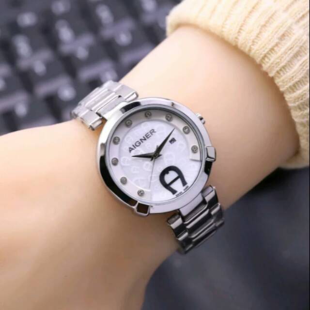 Jam Tangan Wanita Elegan Exclusive AIGNER ITALY Premium Watch Silver