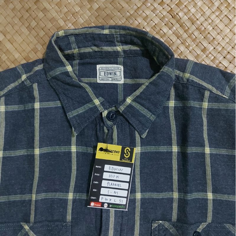 EDWIN FLANNEL / SECOND BEKAS PRELOVED ORIGINAL / HOODIE CREWNECK