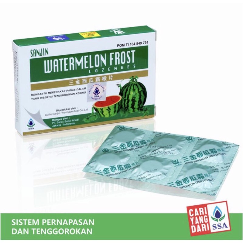 Sanjin watermelon frost lozenges 12 pcs ( permen pelega tenggorokan )