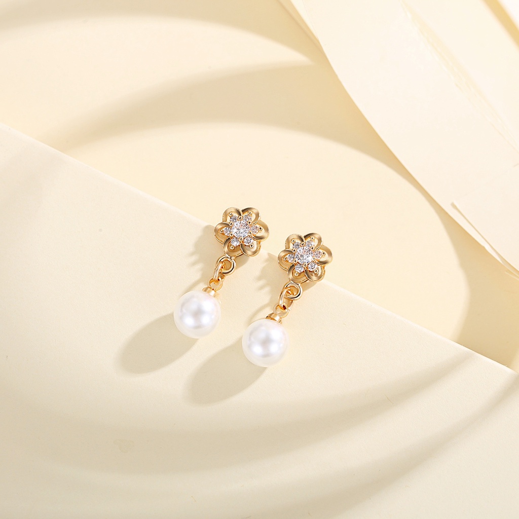 Y670 [COD✔] Anting Flower Pearl Wanita Anting Pejantan Fashion Korea Anting Wanita Korea
