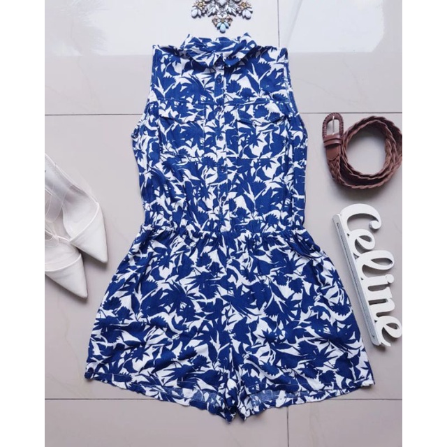baju romper jumpsuit playsuit wanita et cetera branded original navy floral