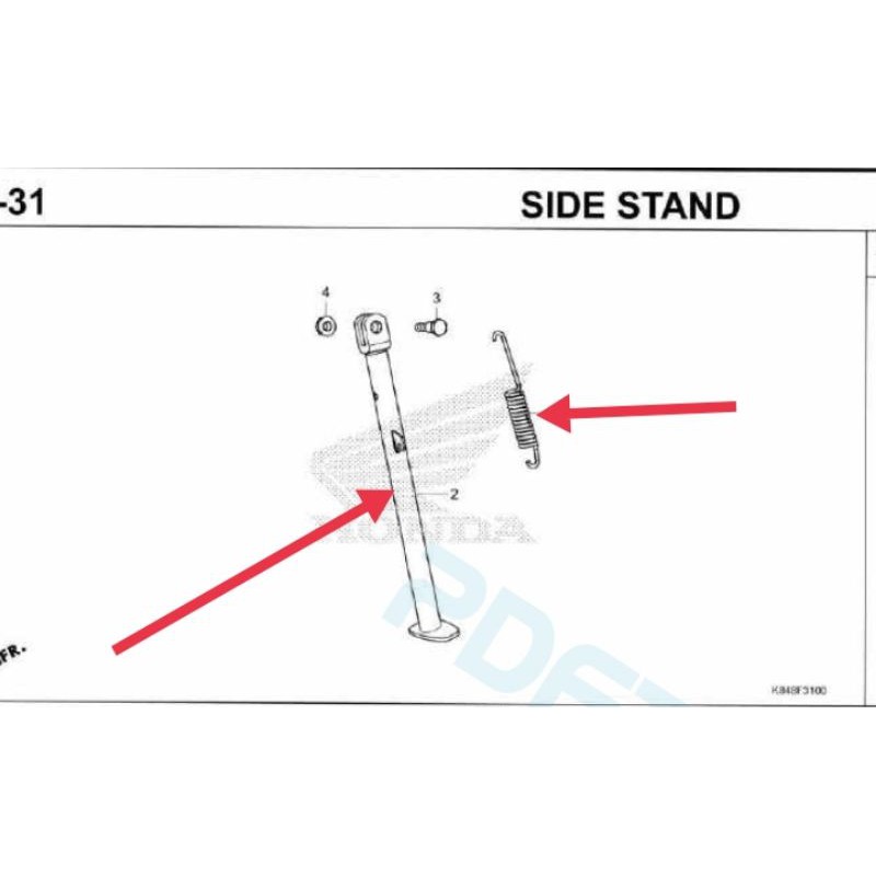 Bar Side Stand Jagang Jagrak Samping + Per Jagrak CRF 150 Ori AHM