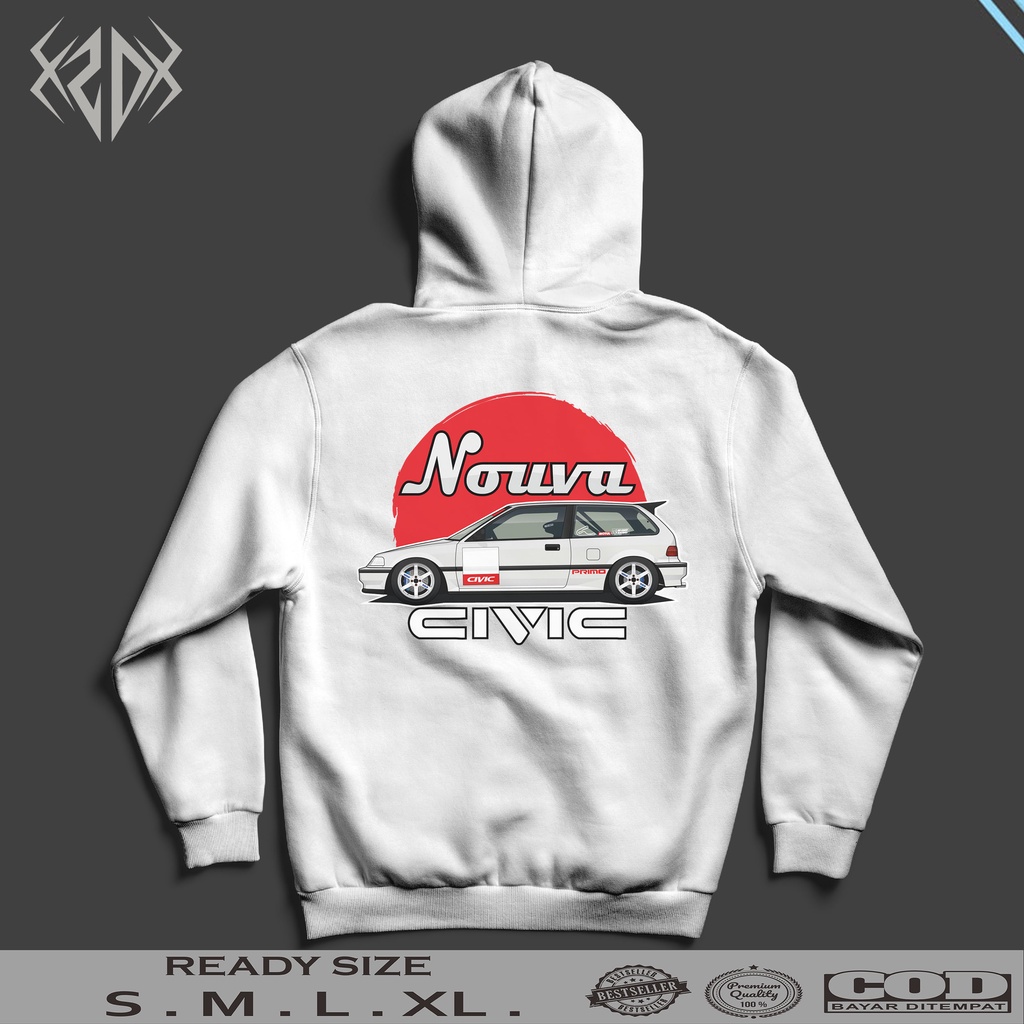 HOODIE CIVIC NOUVA RACING JDM SERIES / JAKET PRIA / HOODIE PRIA / JAKET OTOMOTIF