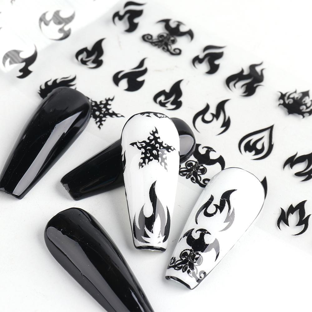 AUGUSTINA Agustinina Foil Transfer Kuku Set 10 Pcs DIY Desain Nail Art Nail Art Stiker Sliders Decals Luminous Fire Foil