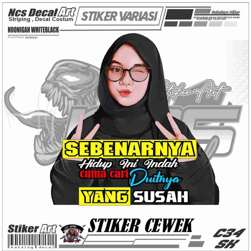 stiker mobil decal gambar cewek keren / sticker motor cewek vektor stiker variasi cewek