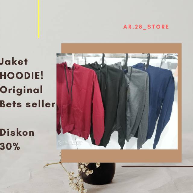Jaket hoodie Fleece polos premium original
