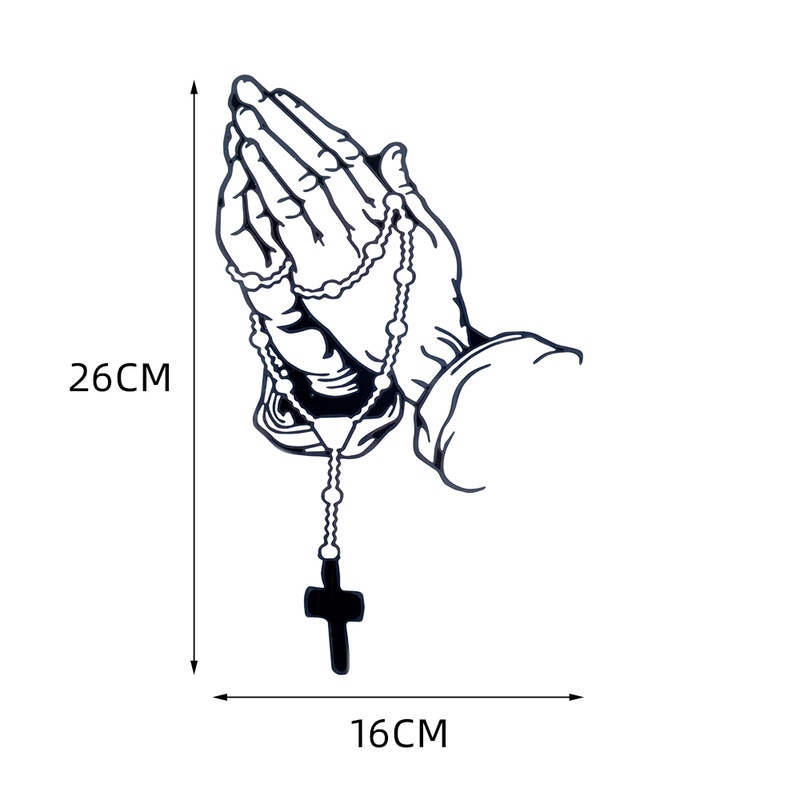 Stiker Motif Gestur Tangan Rosario Yesus Tahan Air Untuk Dekorasi Bumper / Pintu / Jendela Mobil