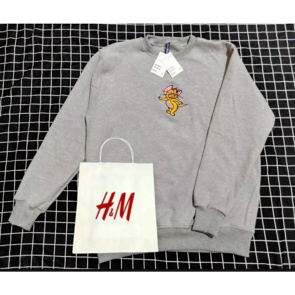 Sweater Crewneck Sweatshirt Cream Nasa H&amp;M Tom And Jerry / Sweater Crewneck Cowok Cewek Bahan Tebal Full Tag Original Distro Hight Quality