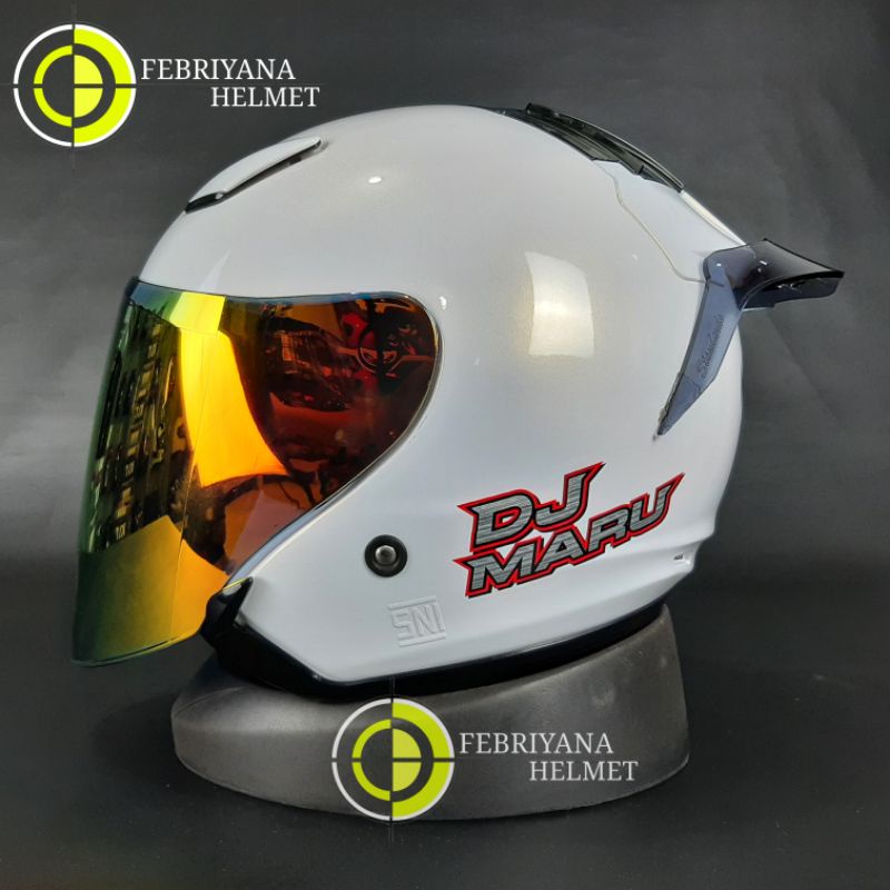 HELM KYT DJ MARU SOLID WHITE PAKET GANTENG