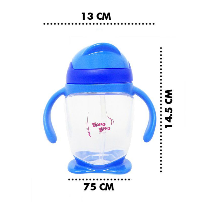 YOUNG YOUNG Botol Minum Bayi 300 ML Bebas Bahan Kimia Straw Cup IL-800-A