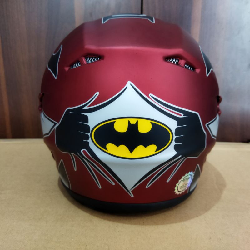Helm Anak Sky Junior Usia 3-8 tahun Karakter Batman Maroon doff