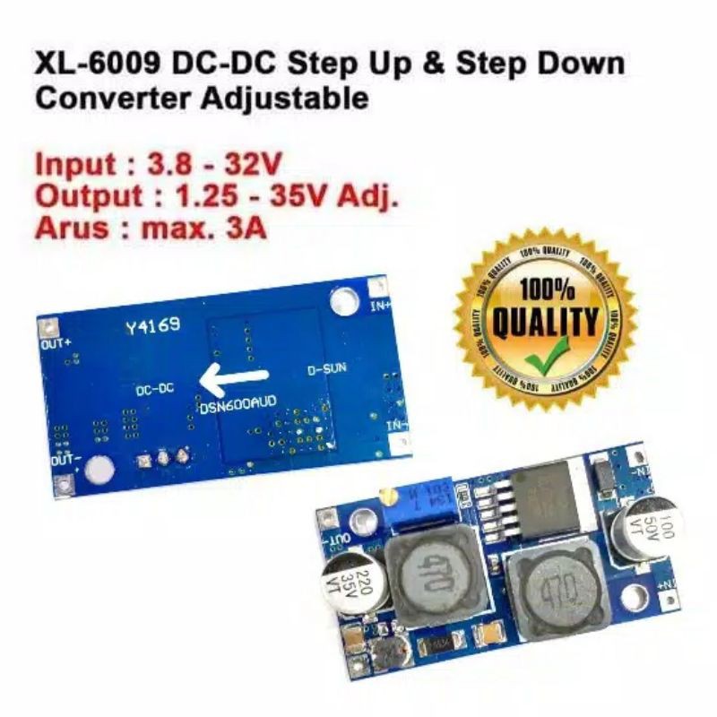 Dual fungsi modul step up dan step down penaik voltase dan penurun voltase arus DC