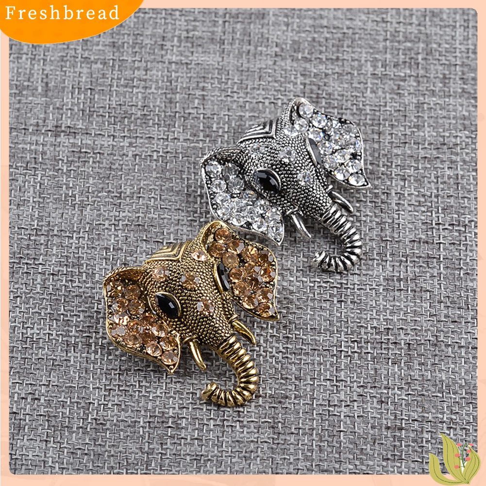 Terlaris Shining Rhinestones Elephant Head Brooch Pin Garment Hat Collar Decor Badge