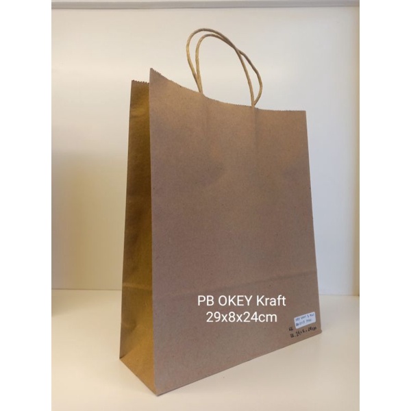 

PB 10pcs Paperbag Brown Kraft OKEY 24x8x29cm