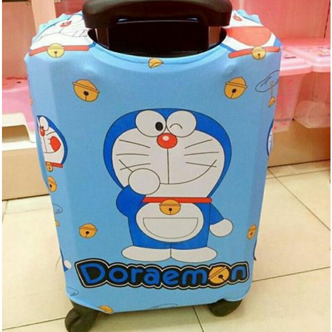 sarung koper elastis pelindung koper luggage cover motif doraemon lucu